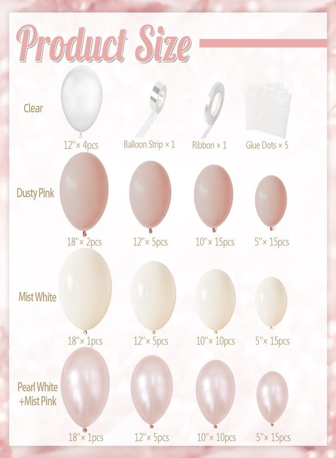NUTTYBASH Dusty Pink Balloon Arch Kit,Double Stuffed Pearl White Balloon Garland Kit for Wedding Birthday Baby Shower Gender Reveal Bridal Engagements Decorations - Image 5
